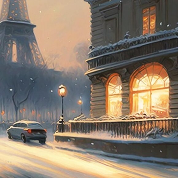 Paris Eiffel Tower Fantasy Watercolor Oil Painting Wall‎ Art Print - Picture 4 of 6